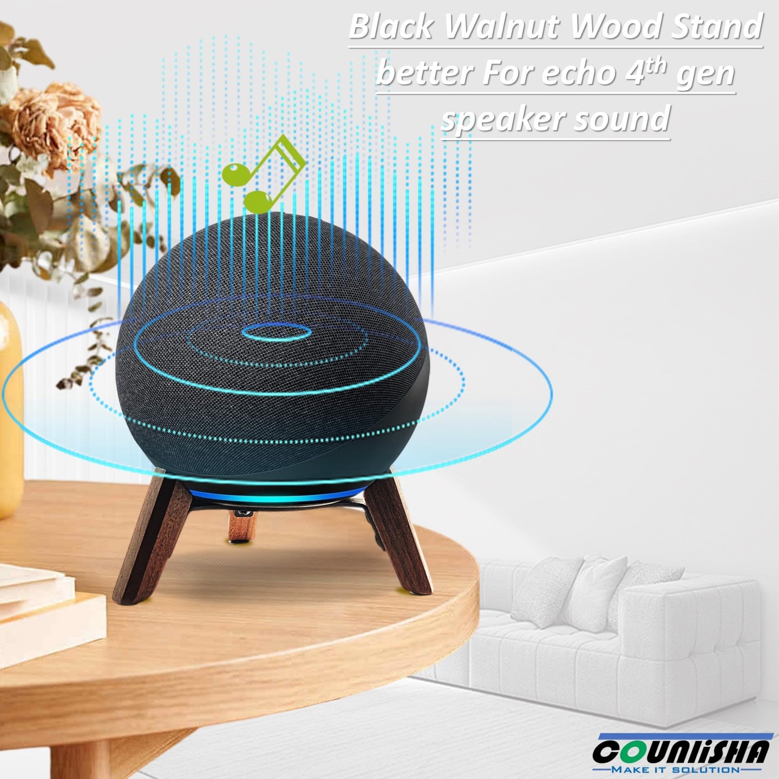Real Wood Stand for Echo Studio (new Model) 2025,Echo (4th Gen) Home Speaker,...