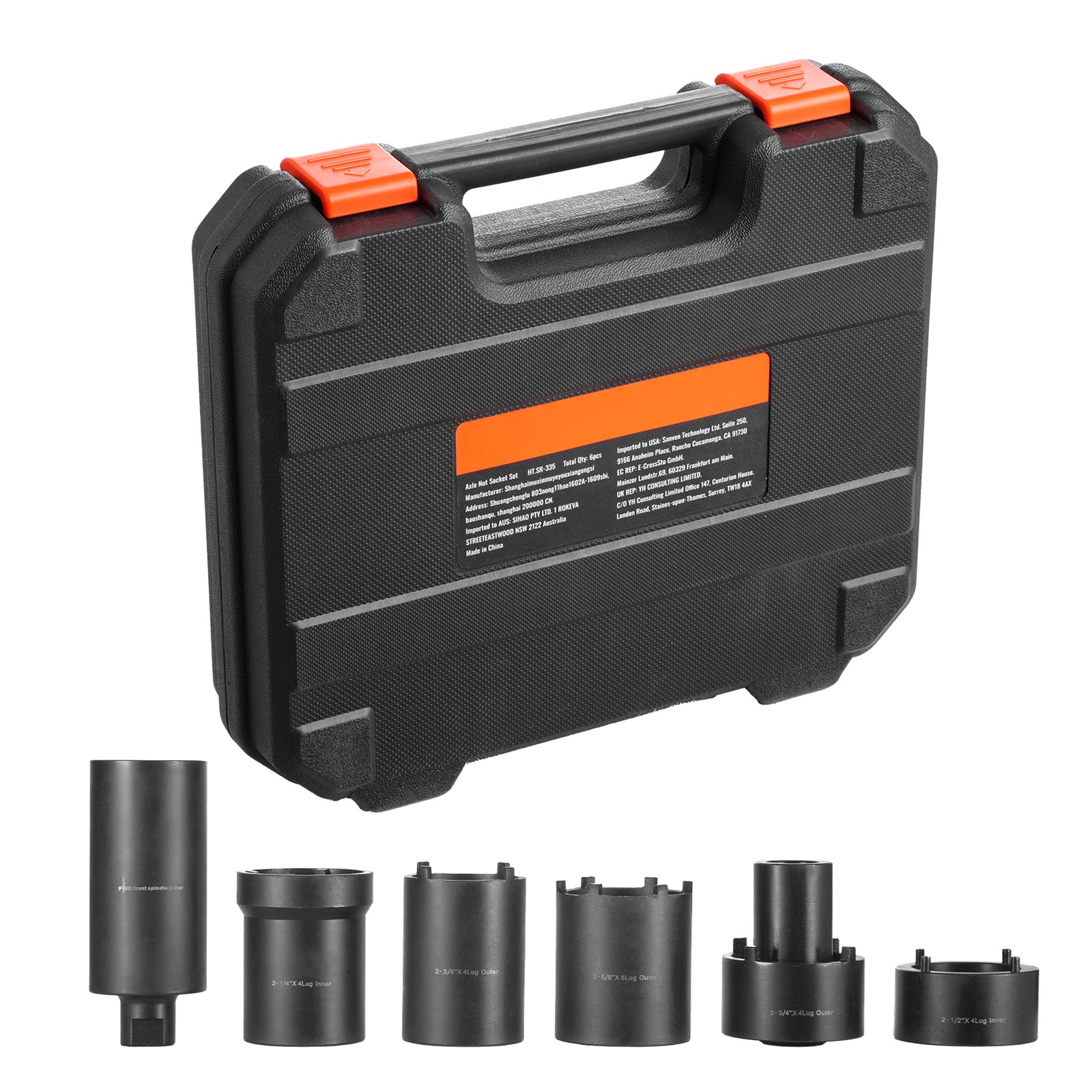 Uimoso 6-Piece Axle Hub Nut Socket Set with 1/2 Inch Drive Spindle Tool Kit