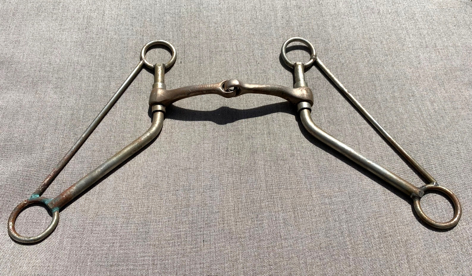 Ricardo Curb Bit, 5 Inch Two-Piece Mouth VIntage Nickel Long Shank Leverage Bit