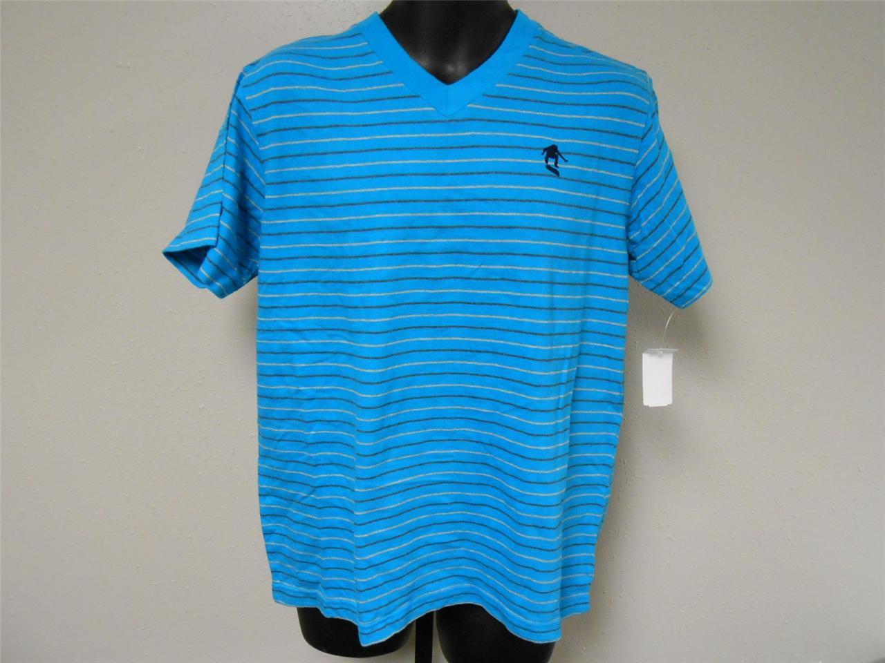NEW-MENDED Maloof Skater Bright Blue Striped skater T-Shirt MENS M MEDIUM