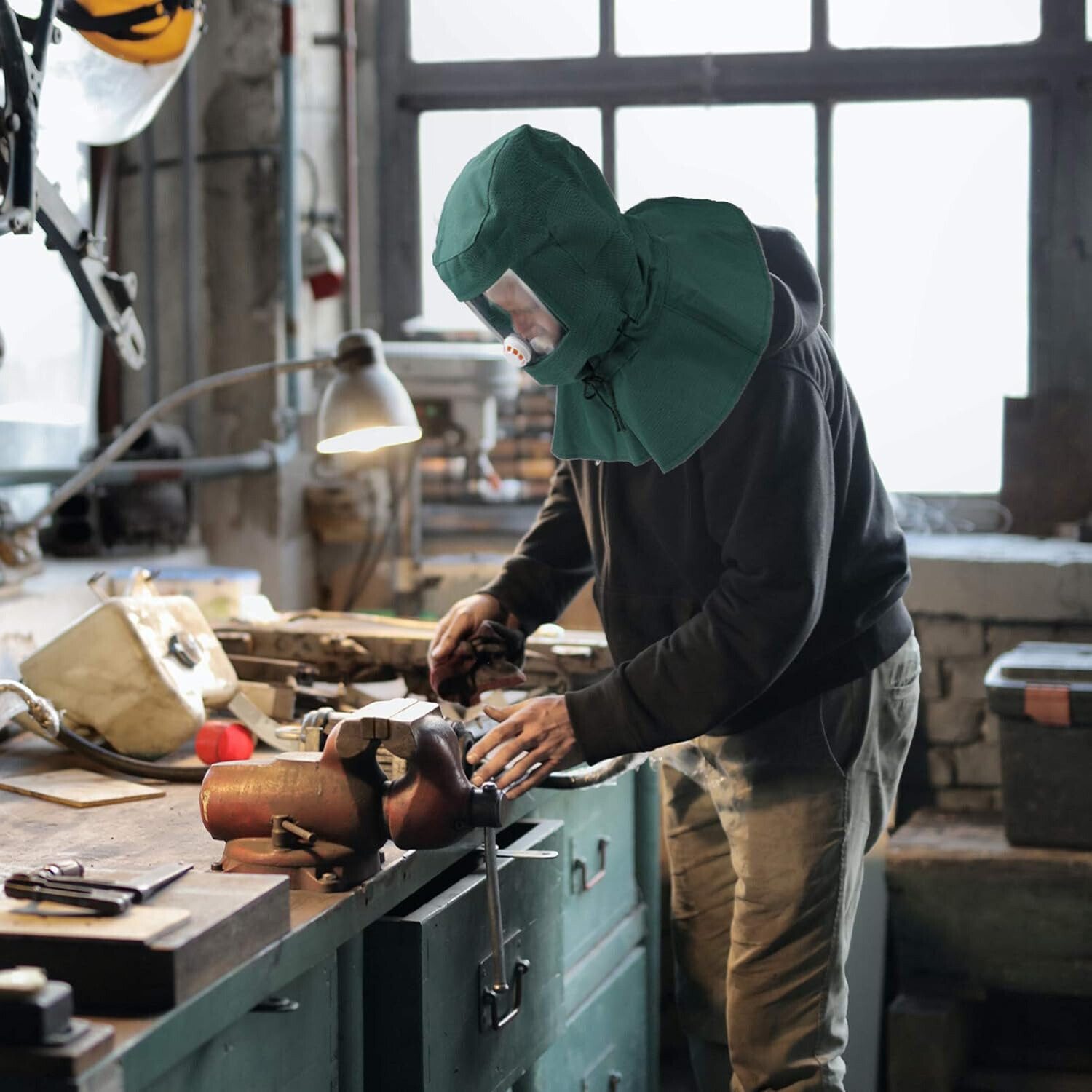 Sand Blasting Hood Cap Anti Wind Sandblaster Tools Dust Protective Face Shield
