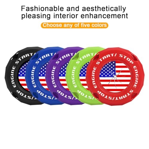 Car Push Start Button Cover, American Flag Design Vehicle Engine One Start Red