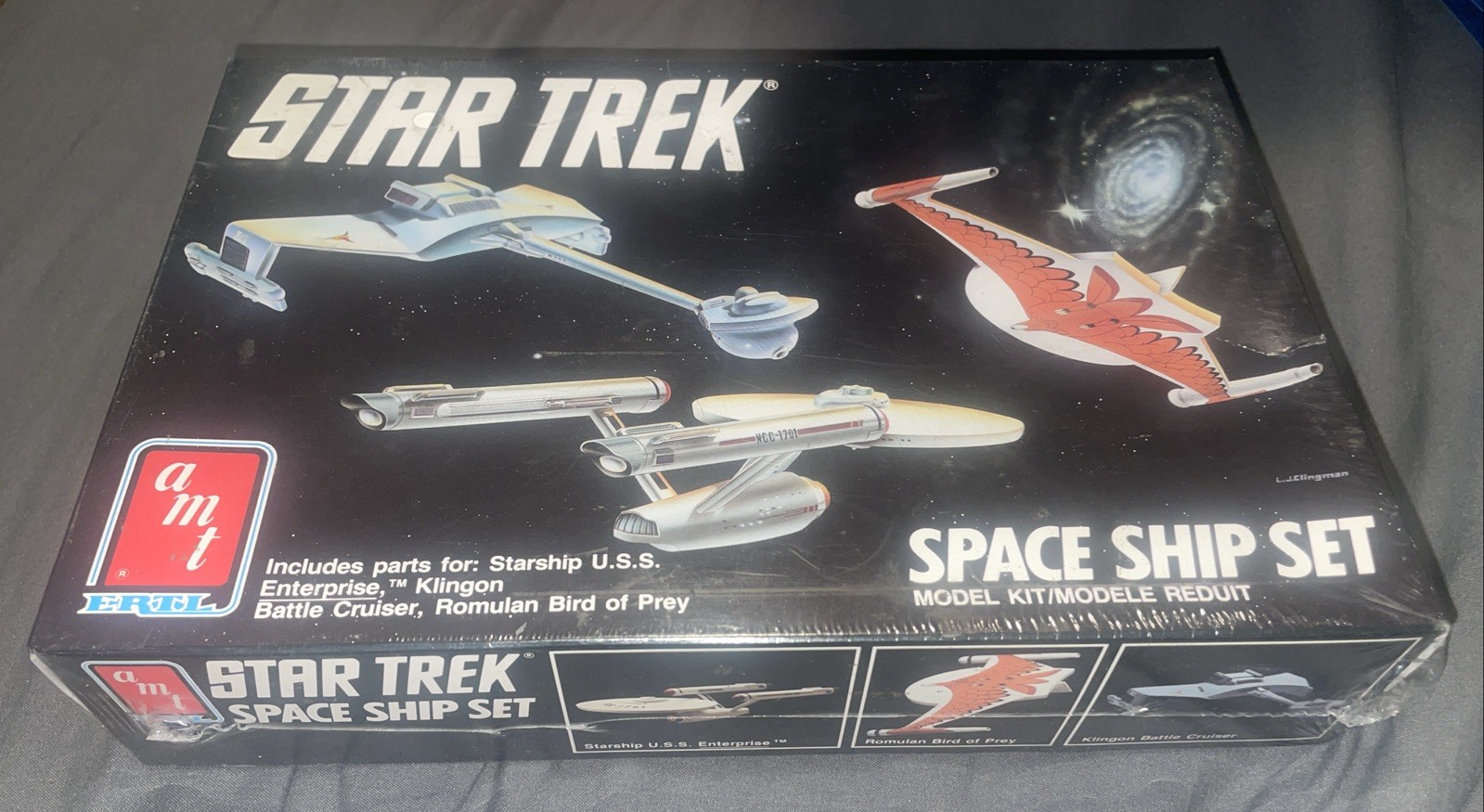 1989 AMT/ErTL Star Trek Space Ship Set 3 Ships Klingon Enterprise & Romulan New
