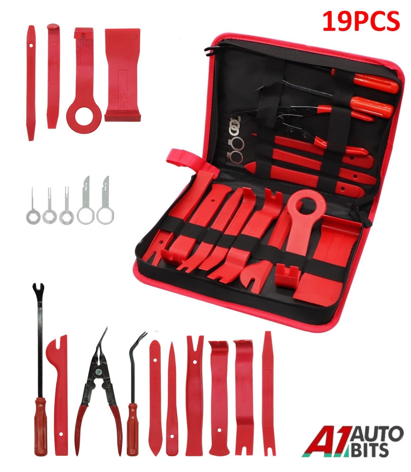 19 Pcs Car Trim Removal Pry Tool Molding Kit Panel Door Dash Interior Clip Set