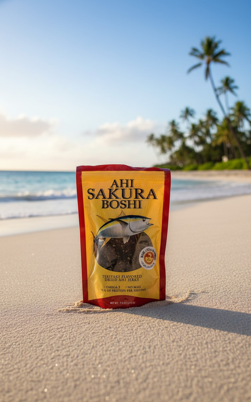 Hawaiian Ahi Sakura Boshi Teriyaki Fish Jerky - Wild-Caught Yellowfin Tuna - Aut