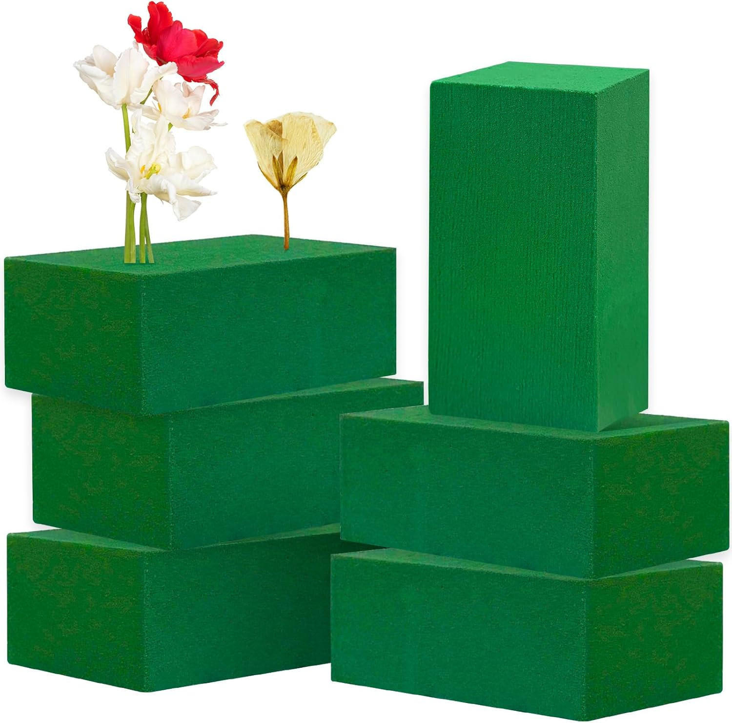 6 Pcs Flower Foam Blocks,Green Plant Foam,Wet & Dry Green Floral Foam for Flower