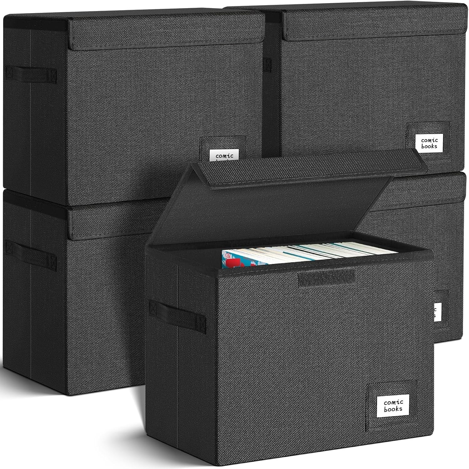 Comic Book Storage Box Collapsible Stackable Moistureproof Comic Case with Lid
