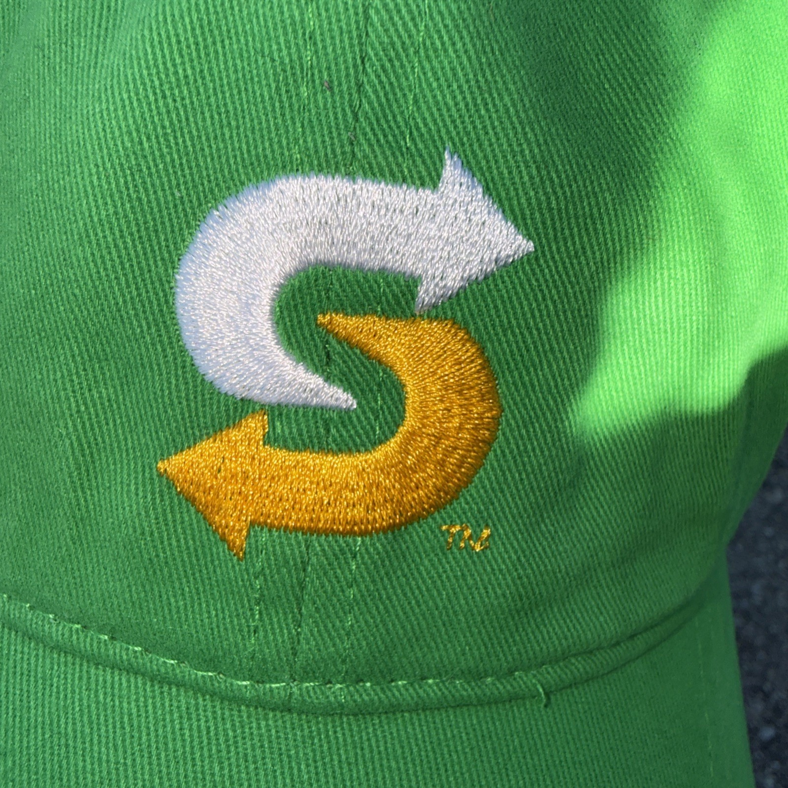 Subway Green hat Cap W Logo Yellow White Hook Loop
