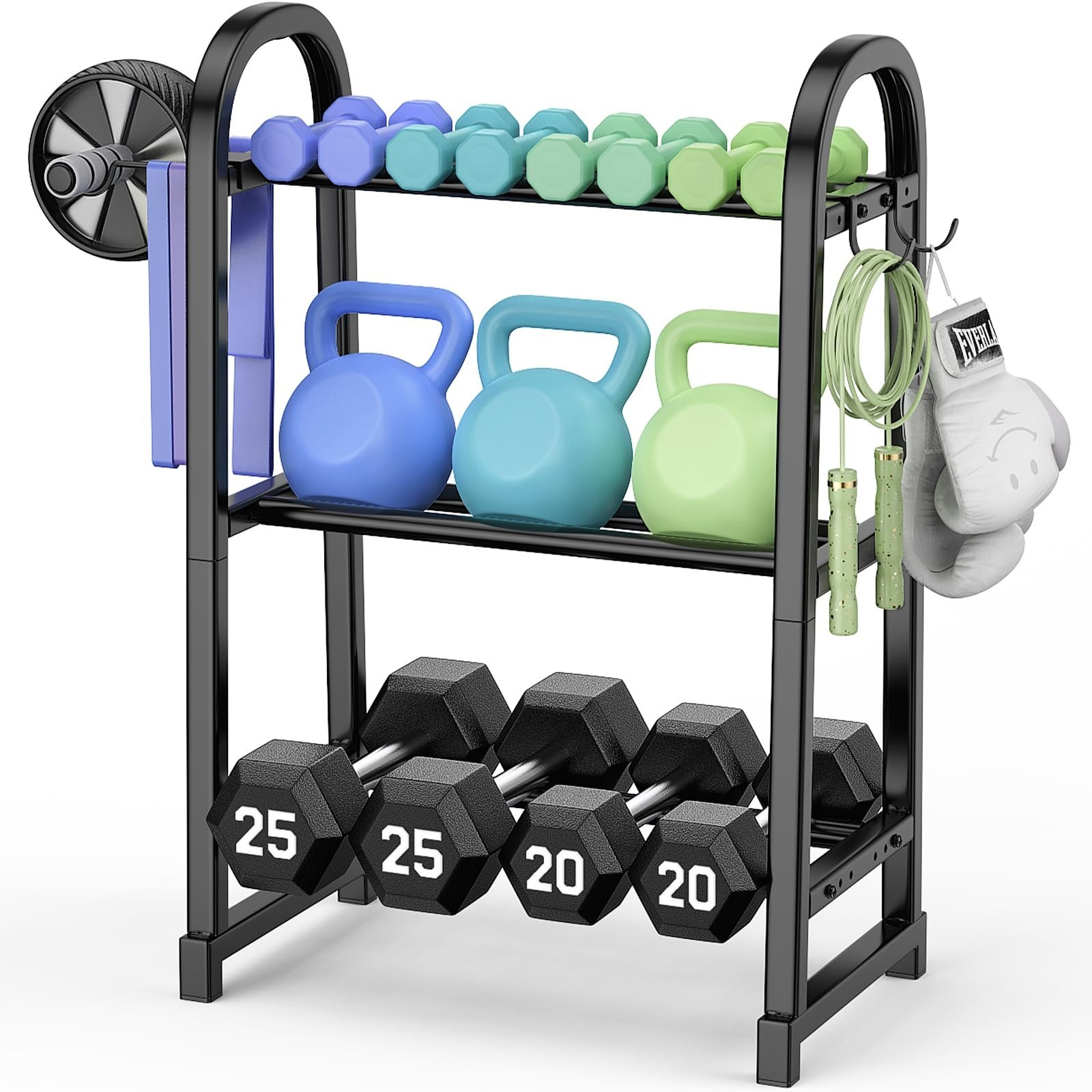 3 Tier Dumbble Rack - 360LB Capacity Adjustable Dumbbell Storage Rack Space-S...