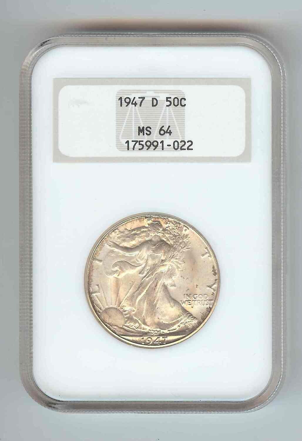 1947 D Walking Liberty Half Dollar NGC MS64