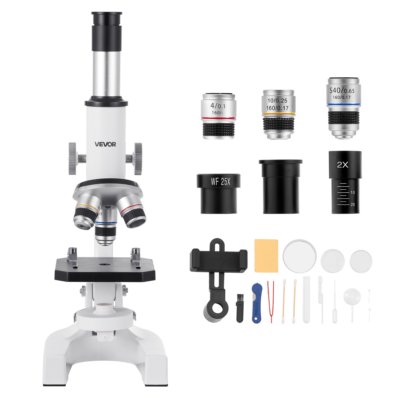 VEVOR Professional Monocular Compound Microscope Kit 40-2000X Magnification