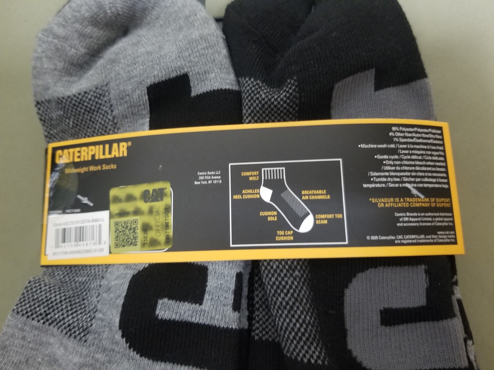 New Mens CAT Caterpillar 6 pair Mid Weight Work Quarter Socks.