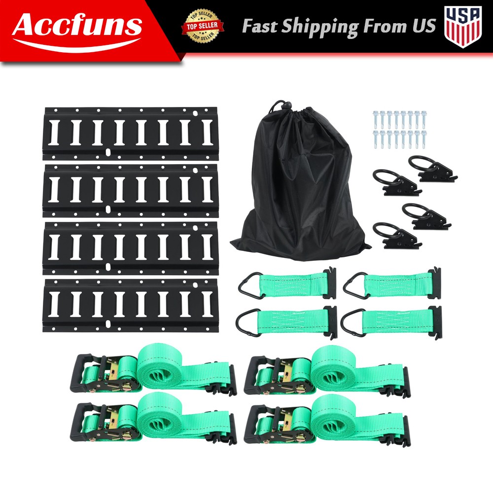 Complete E-Track Tie Down Kit 4 Rails 4 Straps O Rings D Rings for Trailer Van