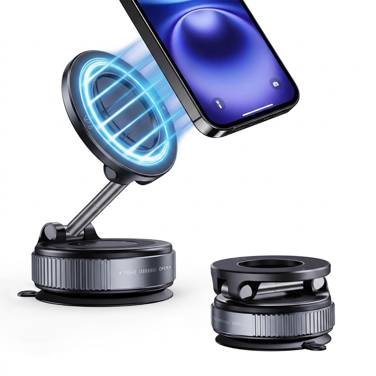 360 Vacuum Magnetic Phone Holder Adjustable Suction Cup Car Mount Foldable Stand