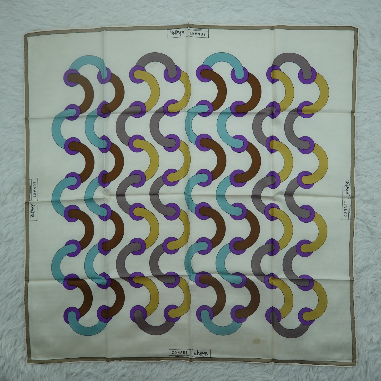 Zonart Johane Silk Ivory Scarf Scarves 29.5" X 29.5" P482