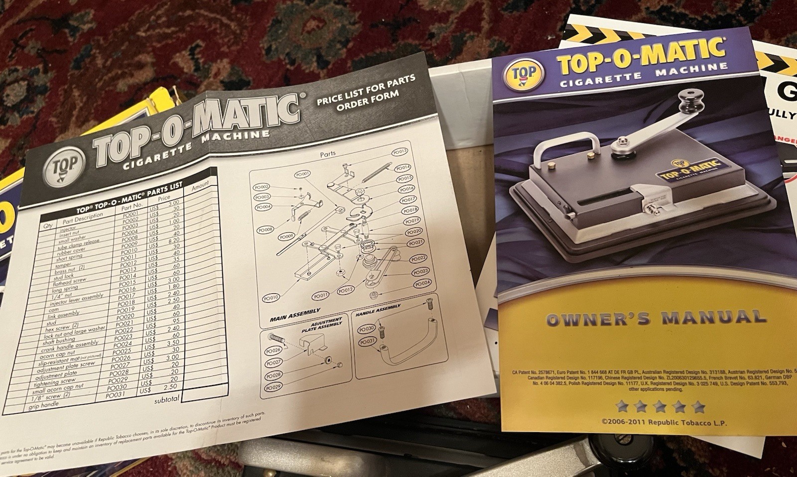 Original TOP-O-MATIC Cigarette Rolling Machine With All Original Manuls EUC