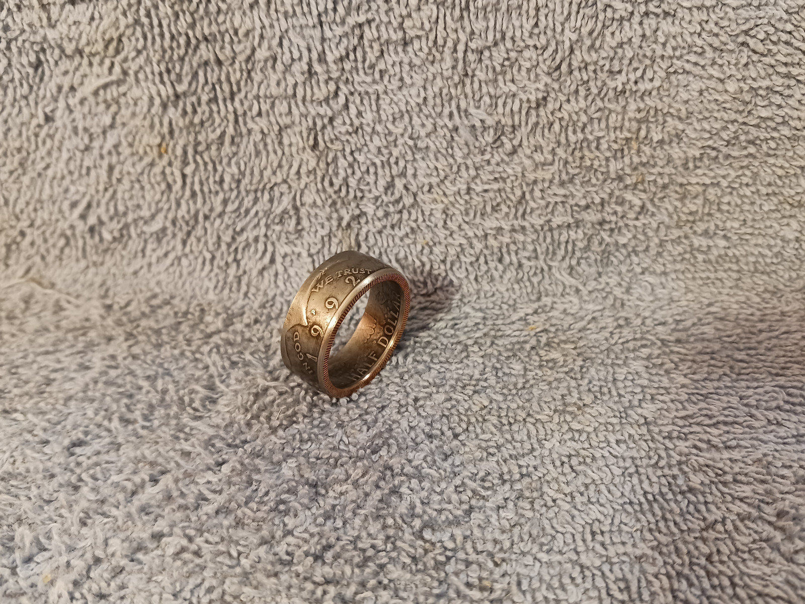 1992 Kennedy Half Dollars  size 12  coin ring  handmade mixed metals (A)