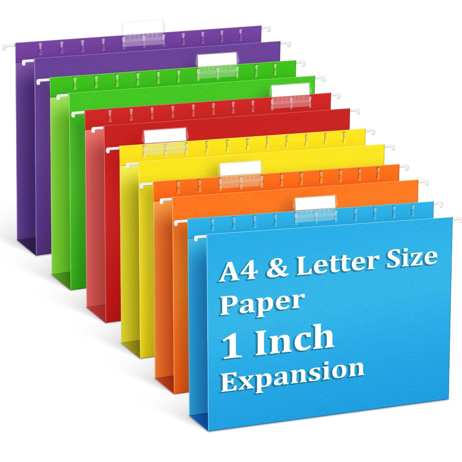 6 Pack 1 Inch Expansion Hanging File Folders, Letter Size Hanging Folders wit...