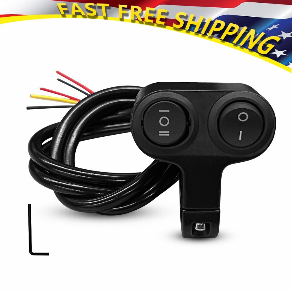 Dual 7/8" Button On&Off Switch Handlebar Motorcycle ATV Headlight Fog Spot Light