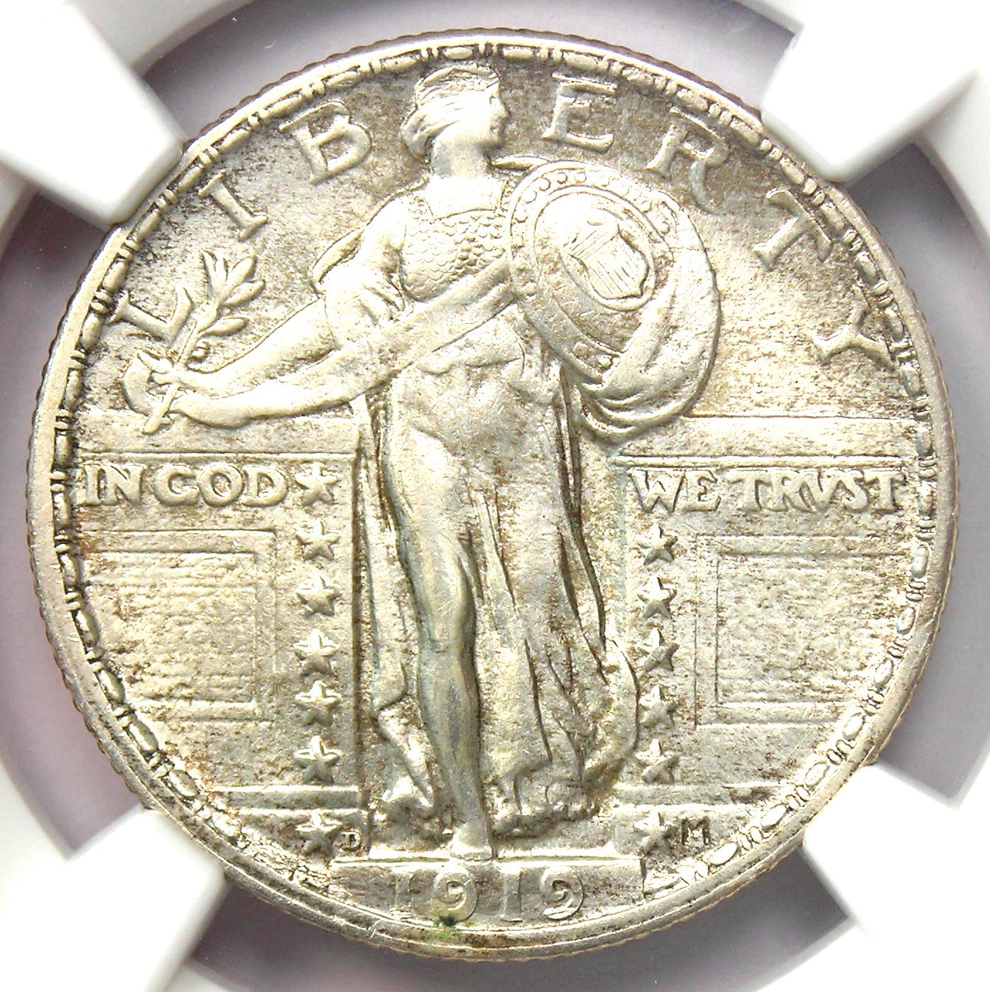 1919-D Standing Liberty Quarter 25C Coin - Certified NGC AU Detail - Rare Date