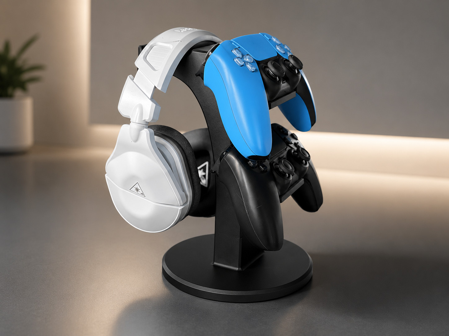 Controller Stand for PS5 & Xbox Controllers, Dual Gamepad and Headset Holder, Ga