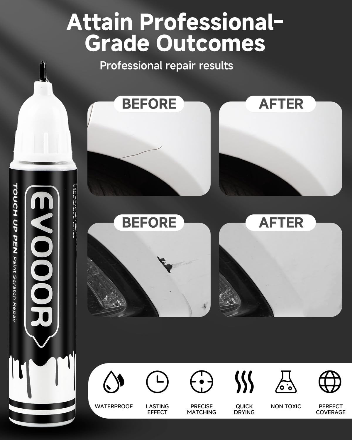 Touch Up Paint Pen for Ford Ruby Red Metallic Tricoat Chip Repair 2in1