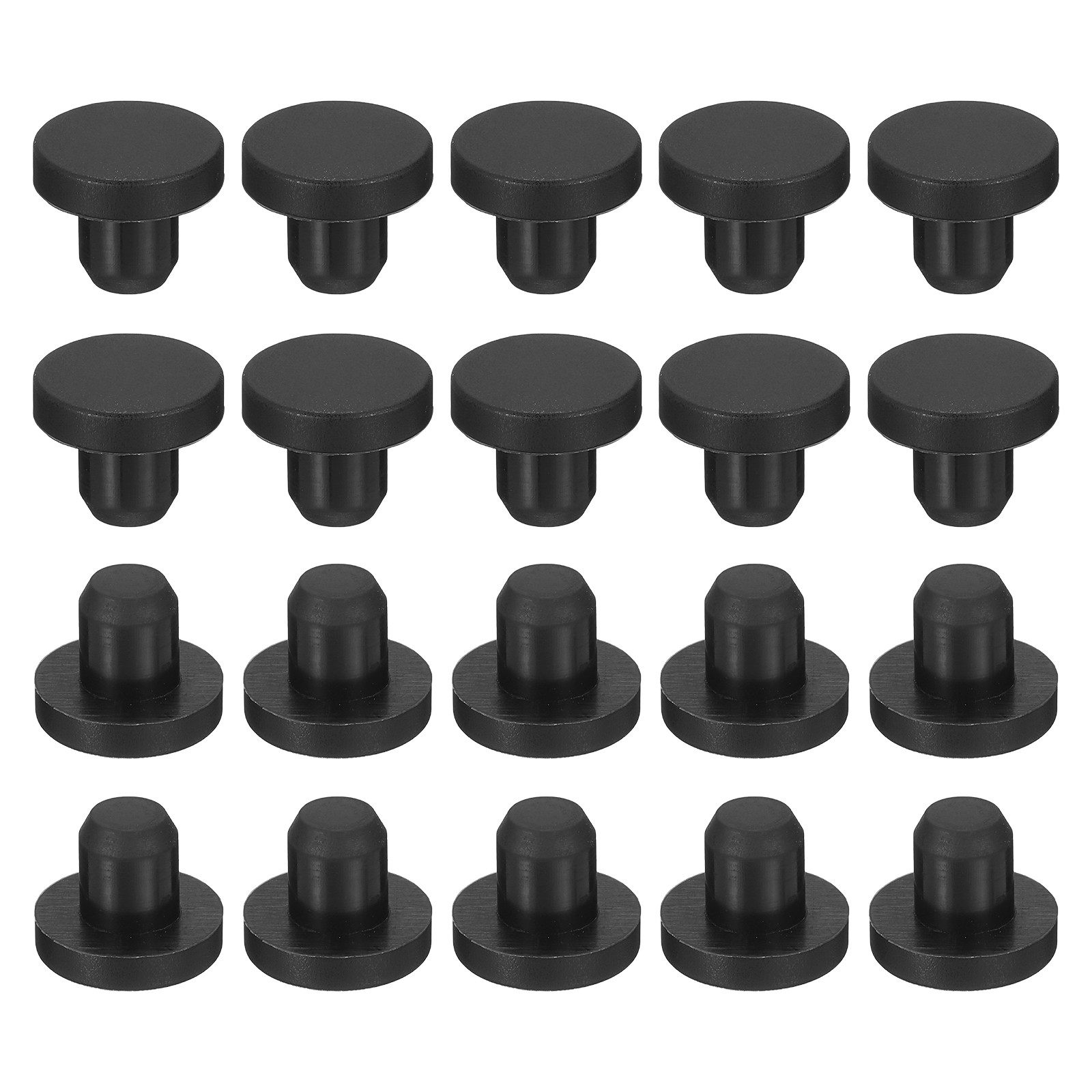 30-Pack Black Rubber Stopper Plugs, 8mm Plug Holes for 7.5-7.8mm/0.3-0.31" Hole