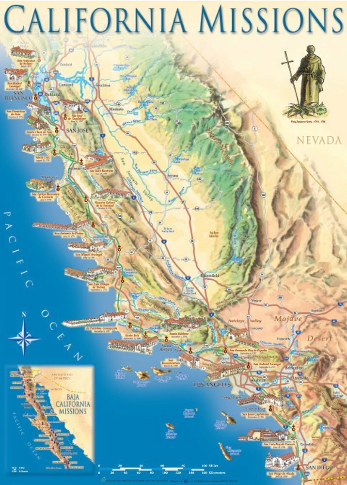 California Missions Map, by Eastview Press