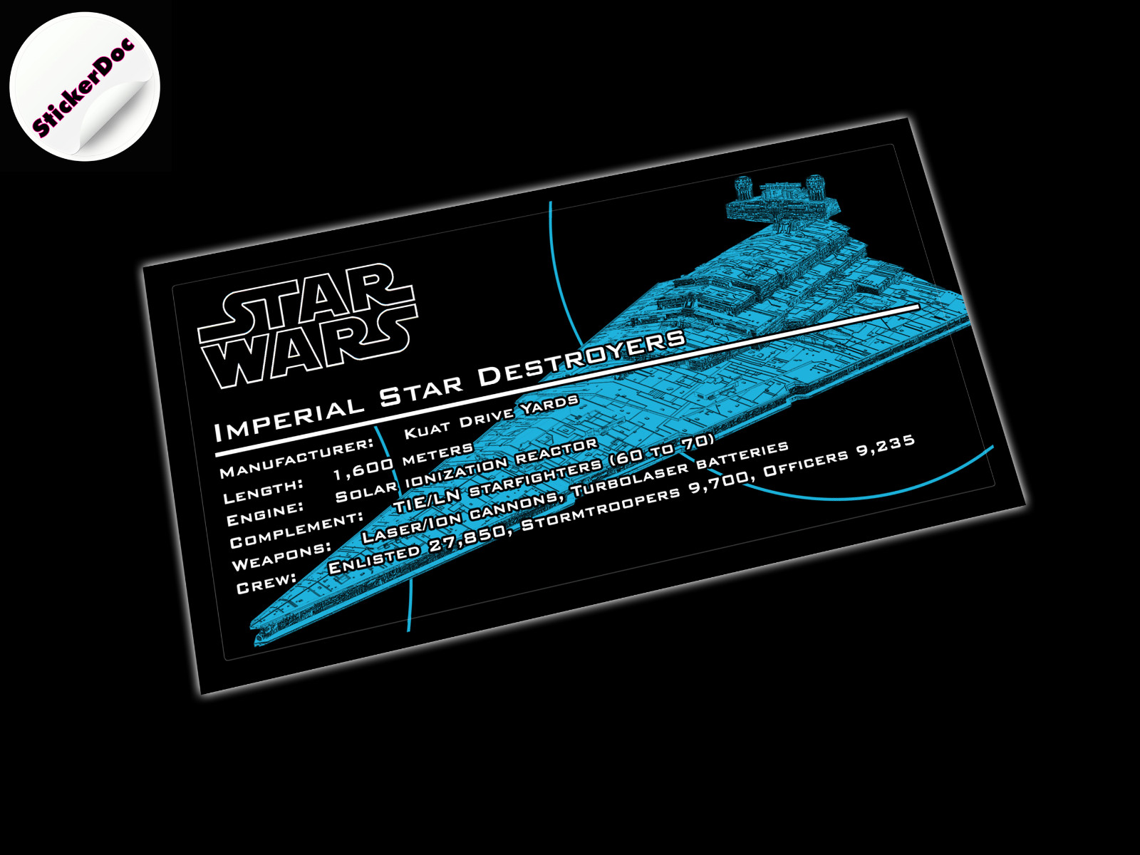 CUSTOM PLAQUE STICKER for Imperial Star Destroyer 10212 75252 ,MODELS ,TOYS,etc