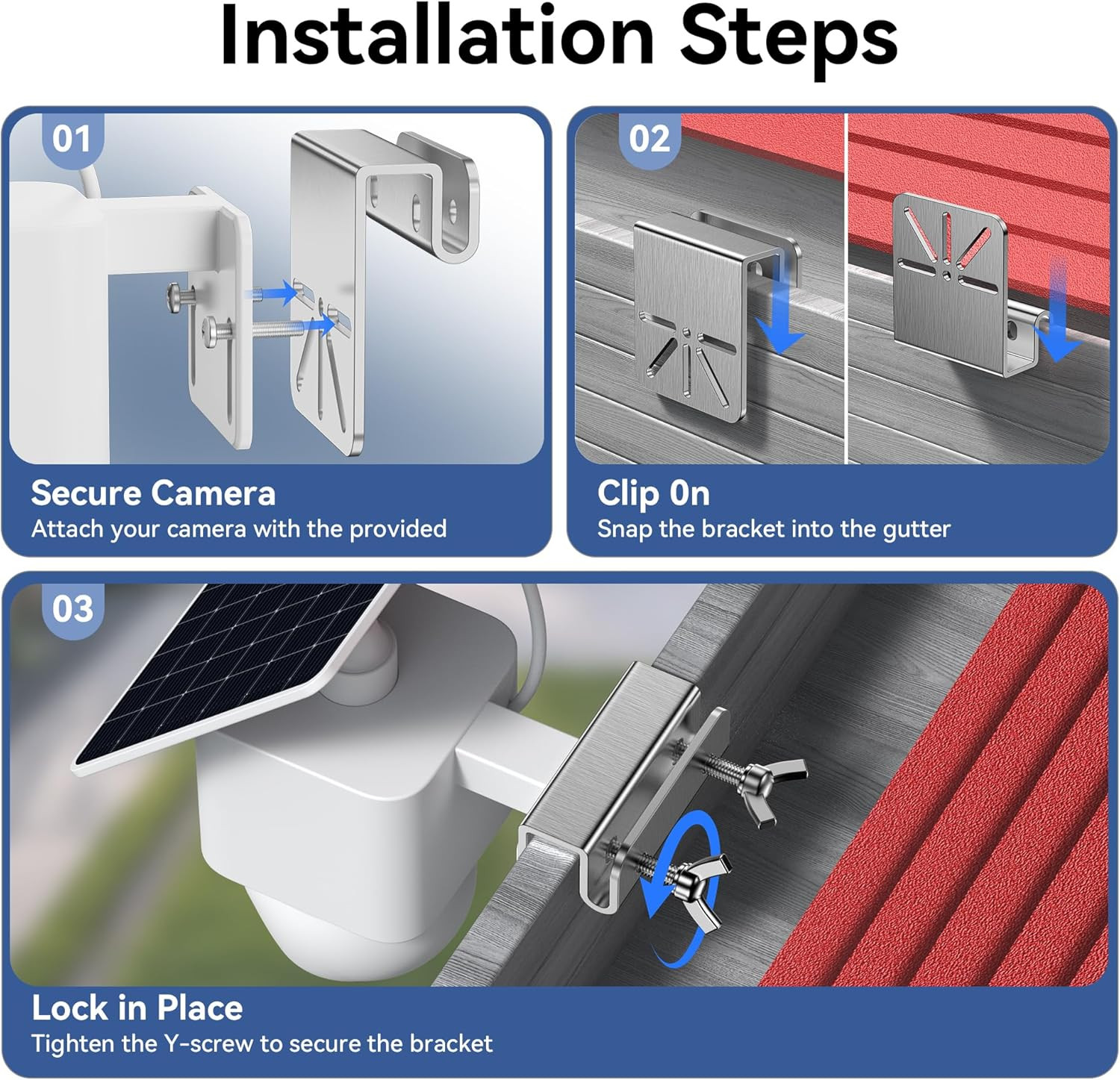 2 Pack Gutter Mount Bracket Compatible with Eufy Solocam S340/E30, No Drill Inst
