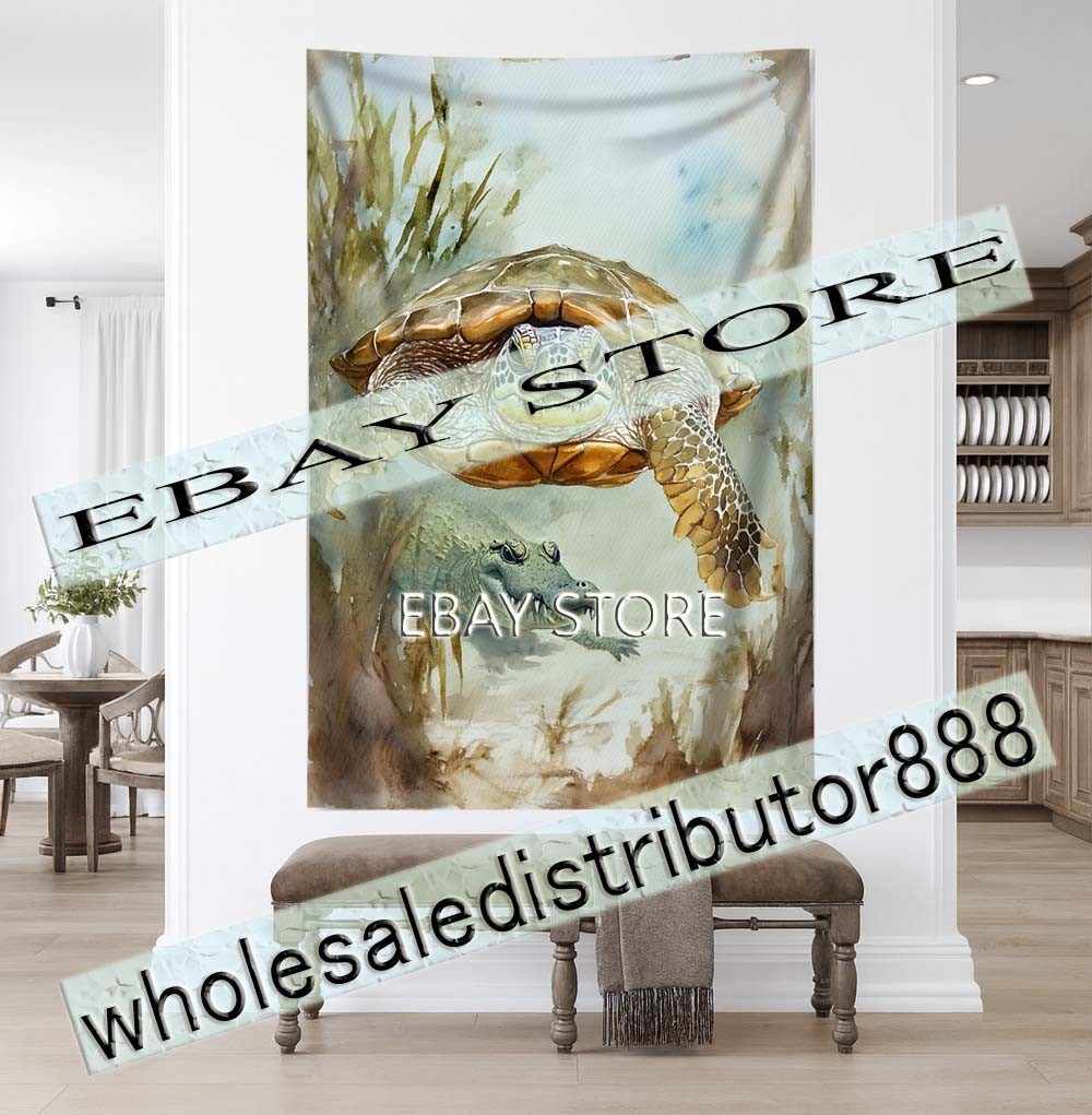 Underwater Tunnel Turtle Tapestry Ocean Wall Decor wall plate 59X82 in