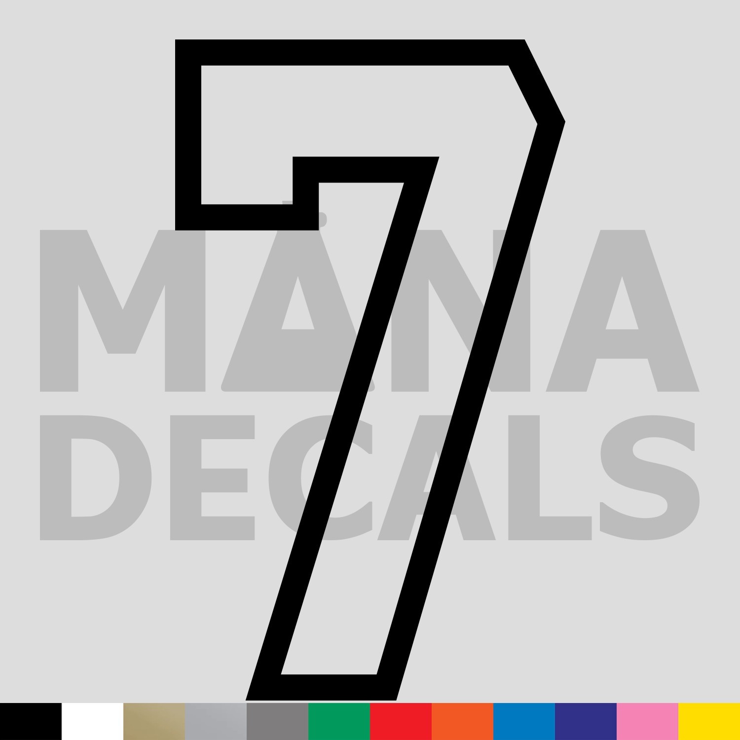 Number Seven 7 Vinyl Die Cut Decal Sticker - Jersey Sport Varsity Outline
