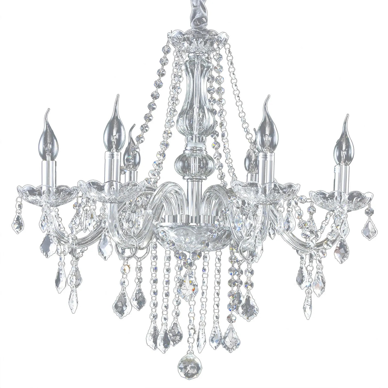 E12 Elegant Crystal Candle Decoration Chandelier Pendant Ceiling Light 6 Lamp