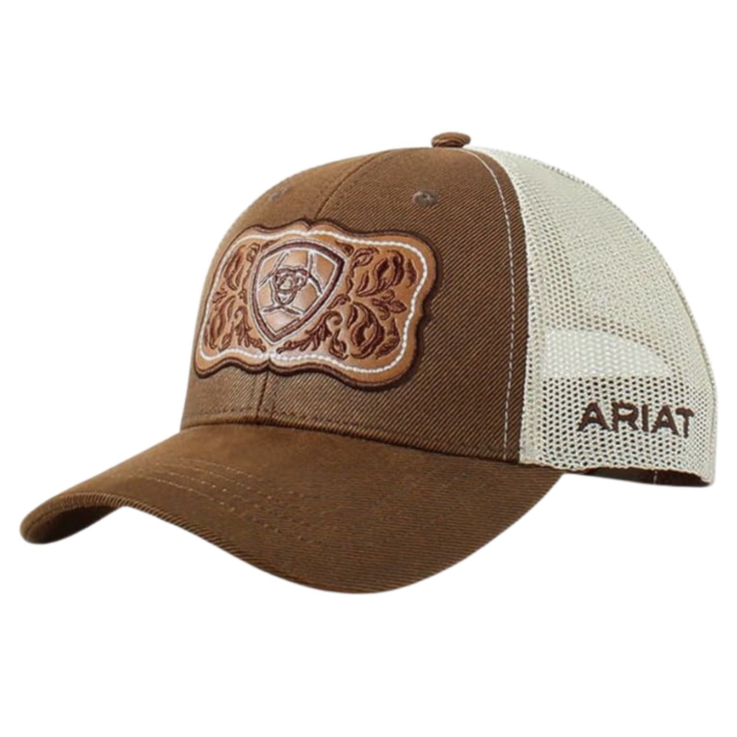 Ariat Womens Leather Floral Patch Adjustable Snapback Trucker Cap Hat