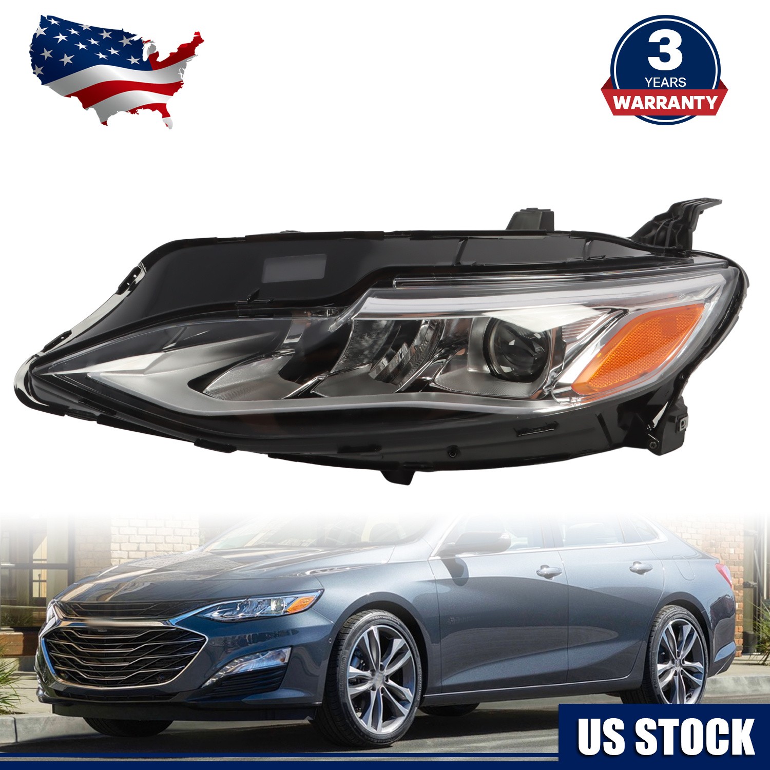 FULL LED Headlight For 2019-2025 Chevy Malibu Left Driver Side w/ Bulb w/ Module