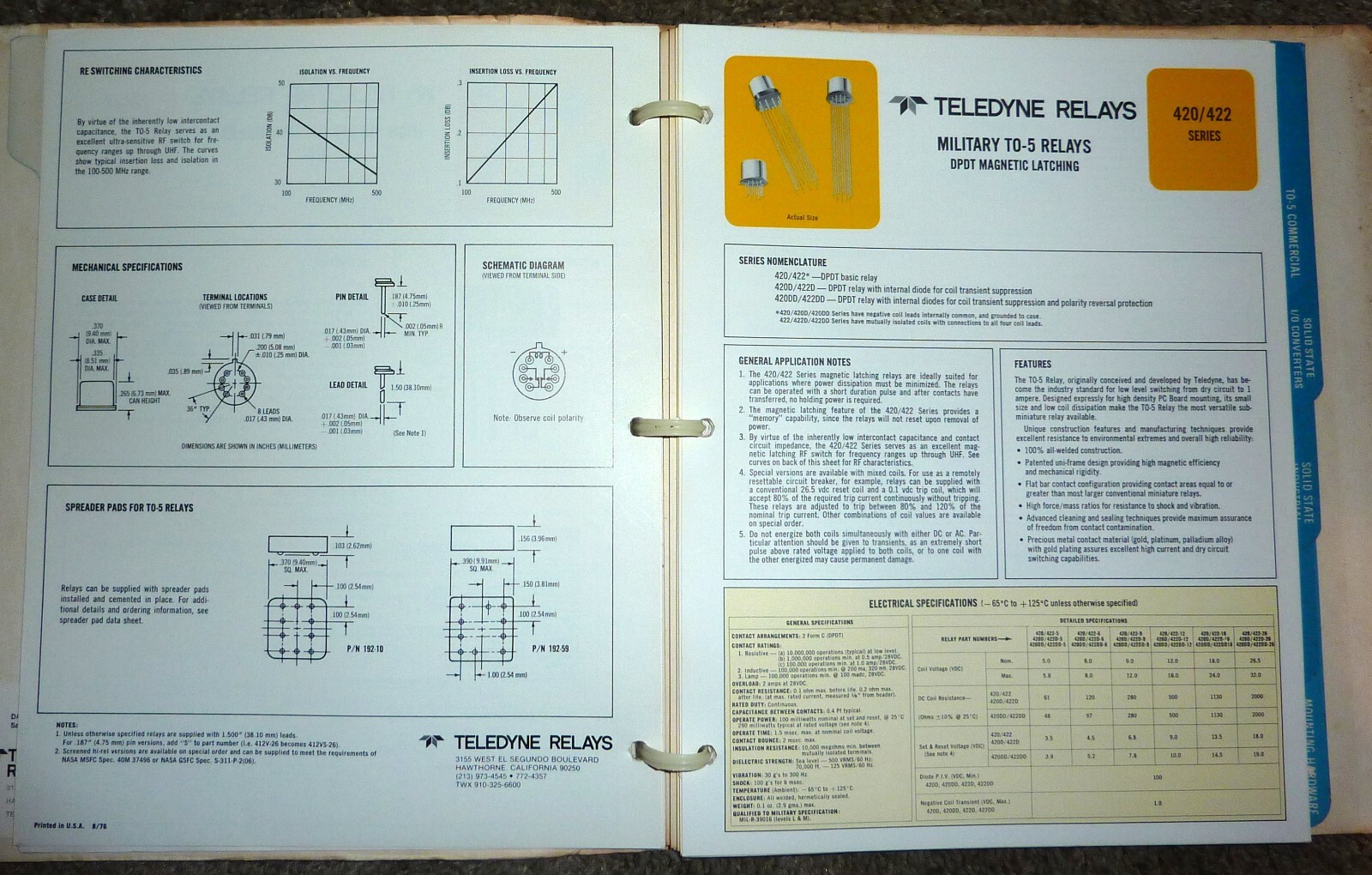 Teledyne Relays Catalog OEM 1976