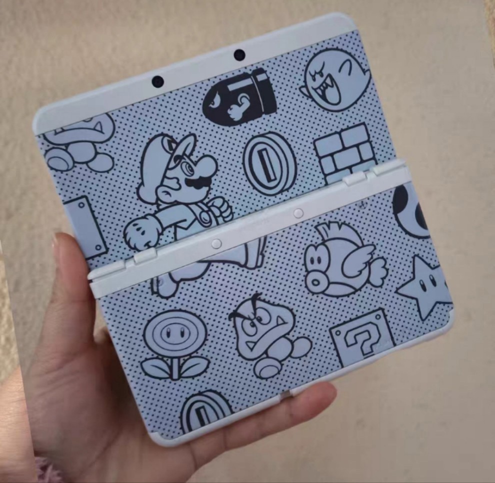 Nintendo New 3DS shell Kisekae Face Cover Plates Mario Boo Mashroom Gray felt