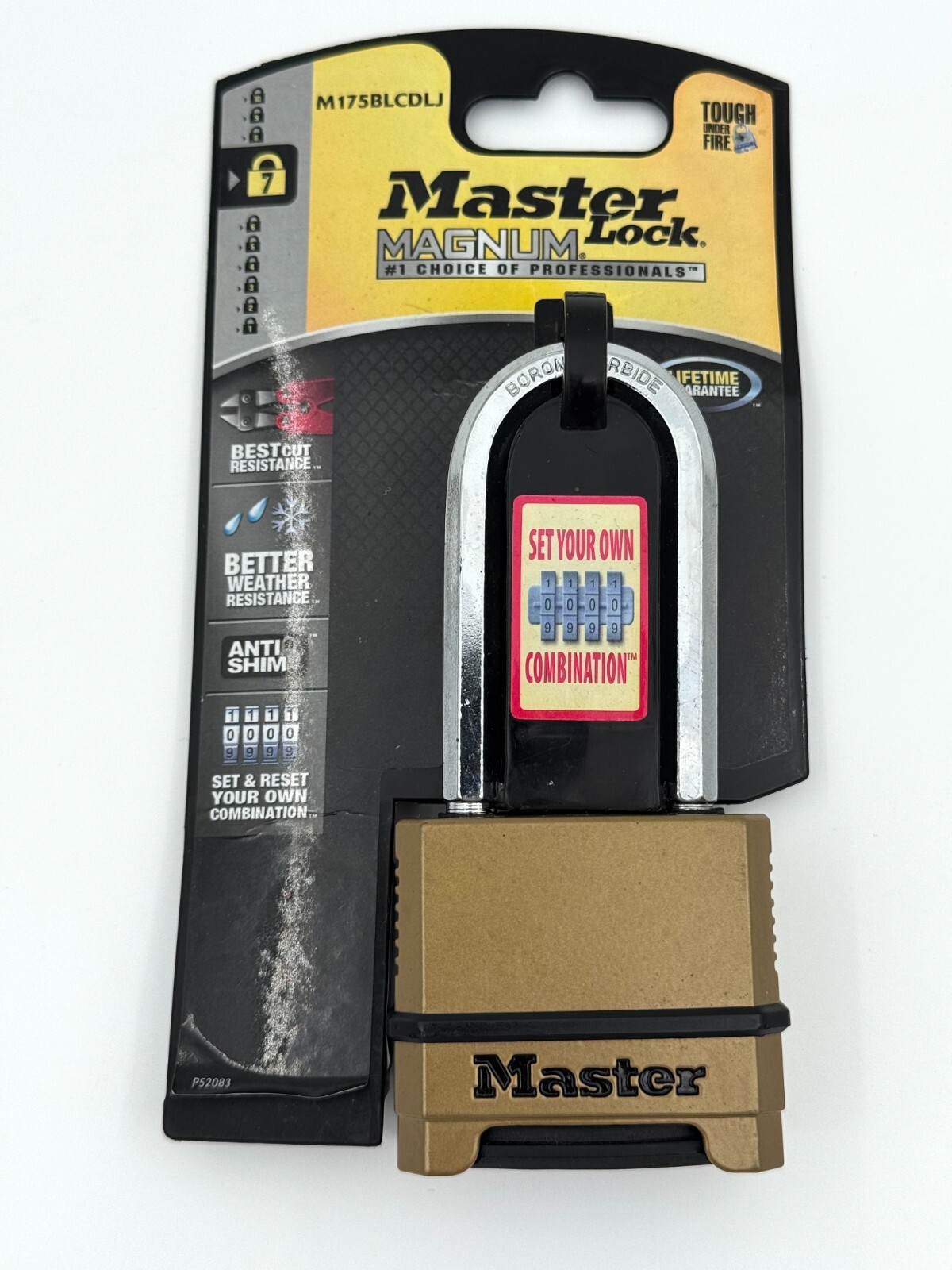 Master Lock M175BLCDLJ Heavy Duty Weatherproof Combination Padlock Resettable