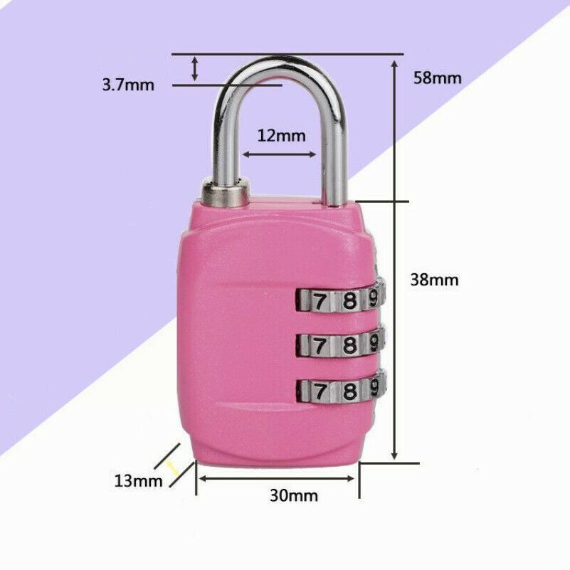 3 Digit Numbers Combination Padlock Luggage Suitcase Travel Code Metal Lock New