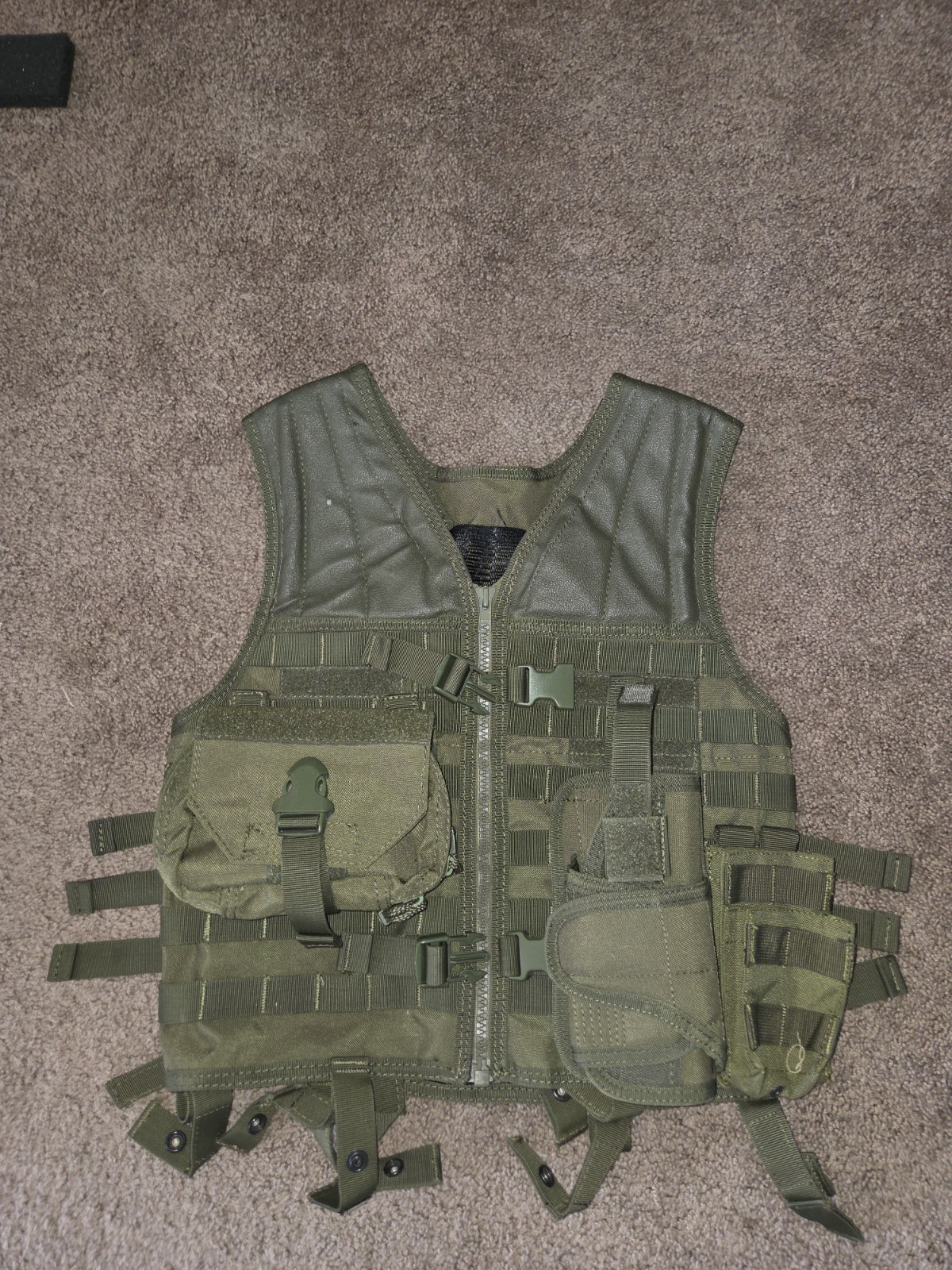 Green MOLLE Tactical Chest Rig Vest w/ Pouches Adjustable One Size Nylon