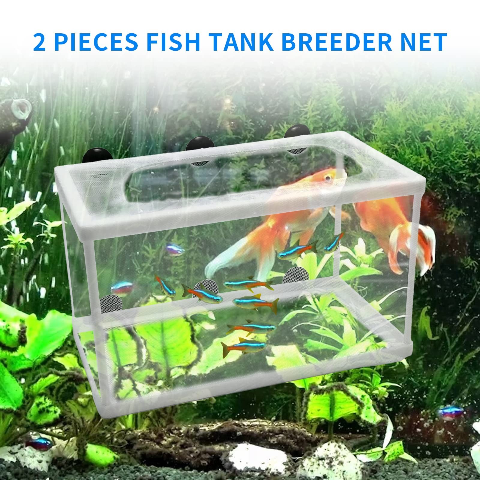 2 PCS Fish Tank Breeder Net Isolation Hatching Box Plastic Separation