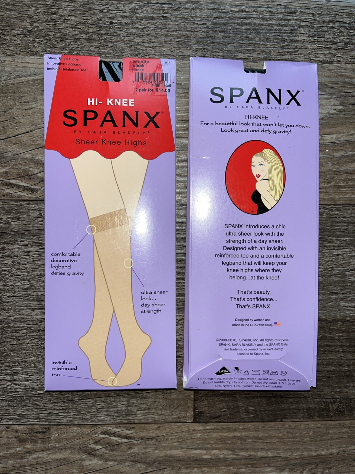 Spanx By Sara Blakely Hi-Knee Black One Size Sheer Knee Highs Reinforced Toe