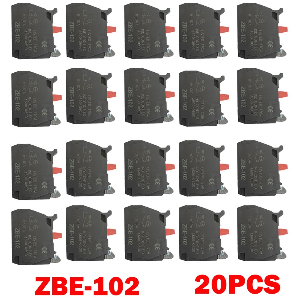 20PCS ZBE102 Single Contact Block Silver Alloy Screw Clamp Terminals 1NC ZBE102
