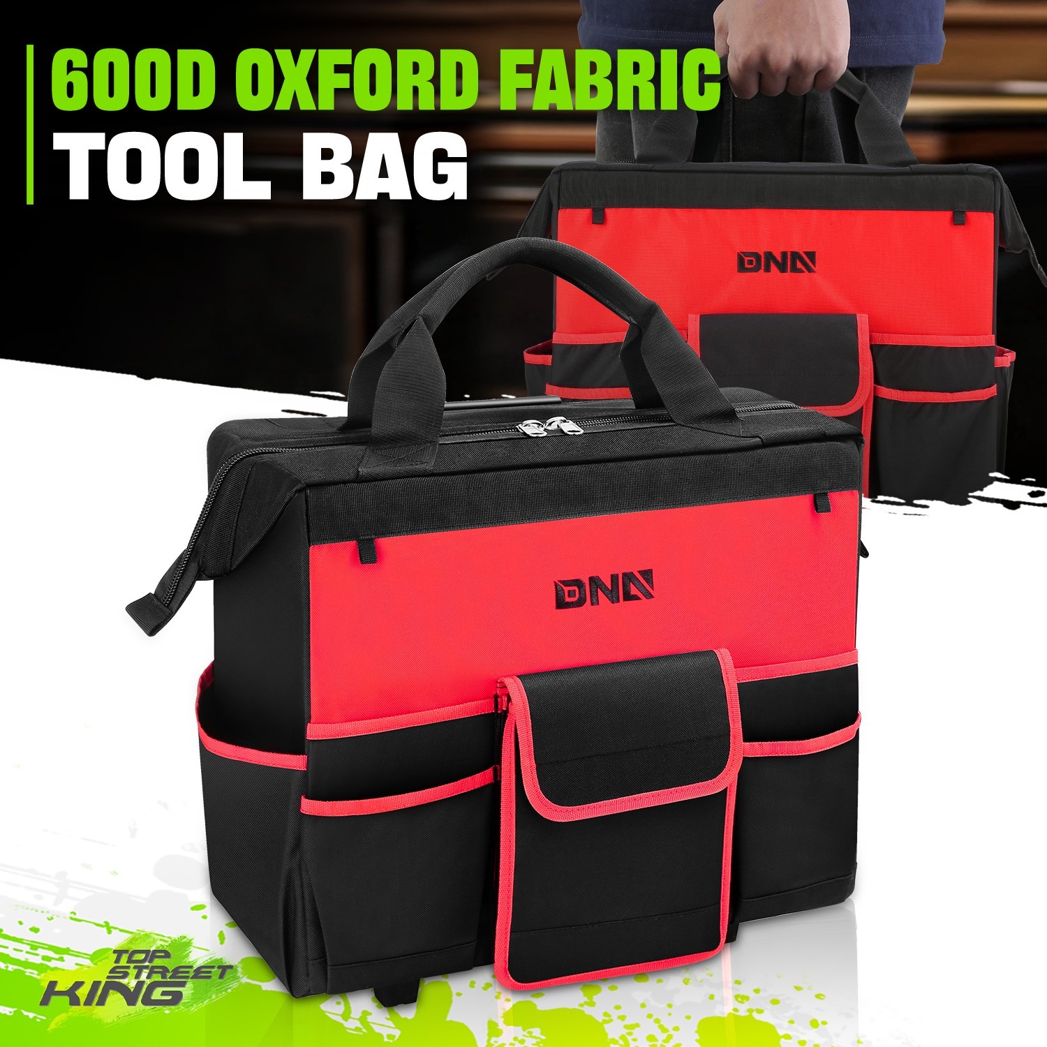 18"x 8.8"x 14.5" Red 600 Denier Oxford Canvas Bag w/ Trolley & Reinforced Wheel