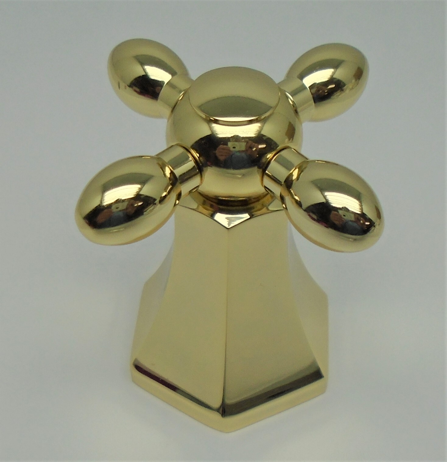 Davinci Ansonia Cross Faucet Handle Polished Brass W/ Escutcheon NOS #P109