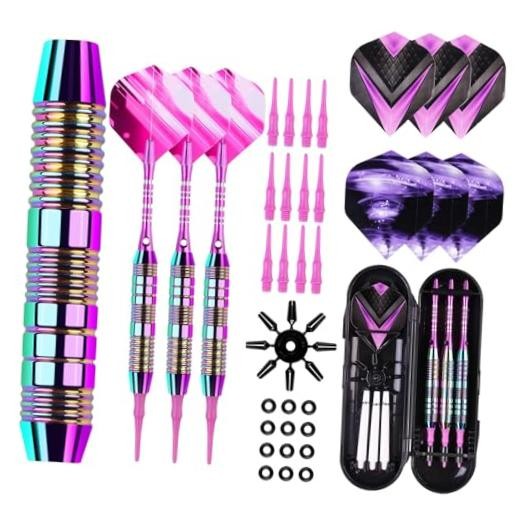 Soft Tip Darts Set - Darts Plastic Tip Sets, 3Pack Professional Plastic Purple