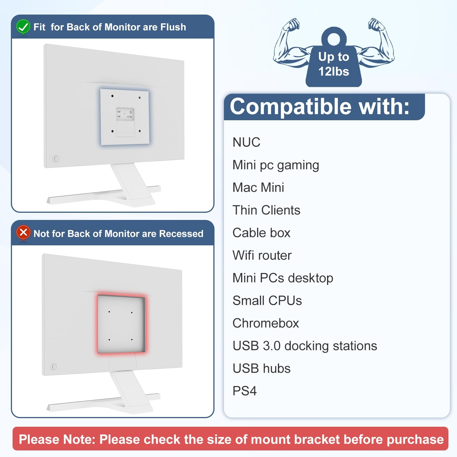 Adjustable Thin Client Mini PC Mount Bracket, Mini PC Vesa Mount, Under Desk ...