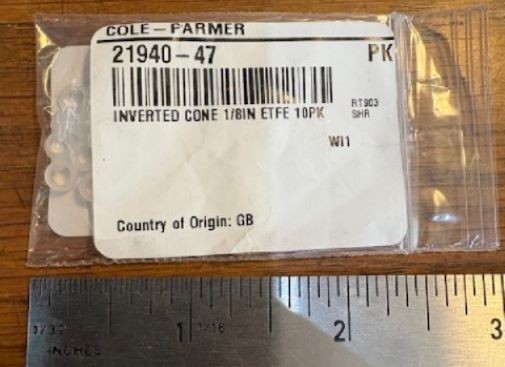 Cole-Parmer 21940 -47 Inverted Cone 1/8"IN ETFE 10PK DIBA 008CZ32