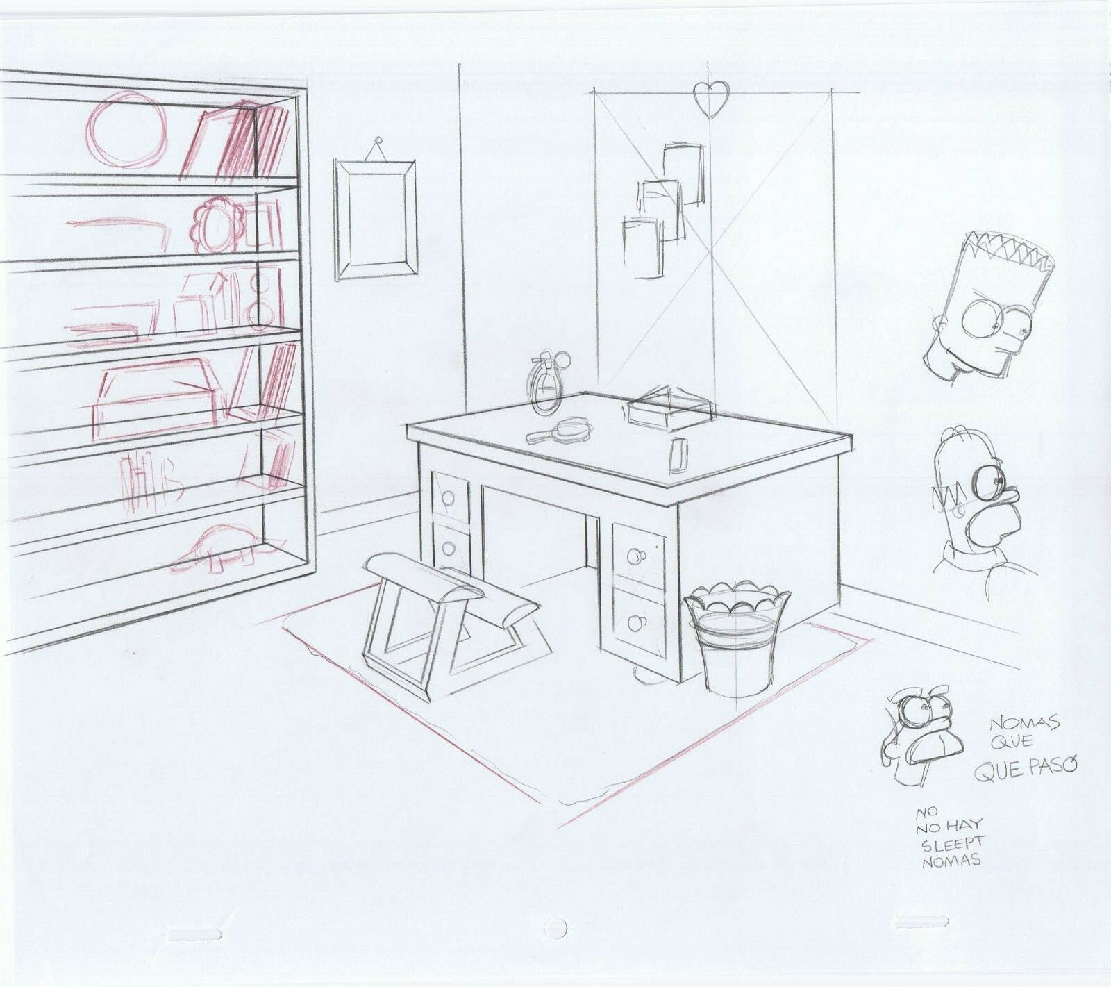 Simpsons Family Que Paso Original Art w/COA Animation Production Pencils Comps