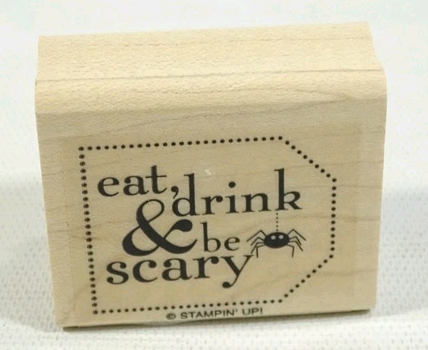 Stampin' Up! Halloween Rubber Stamp Eat, drink & be scary spider stamp